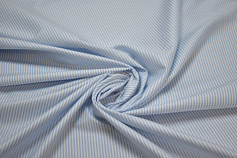 Рубашечная белая синяя ткань полоска W-132902