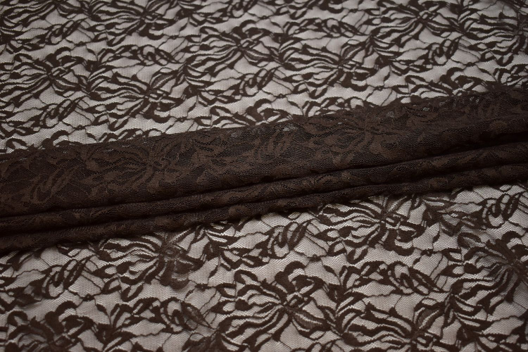 Гипюр коричневый узор W-129571