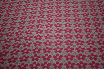 Пальтовая серая розовая ткань цветы W-132783