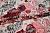 Гипюр черный красный пейсли цветы W-132653