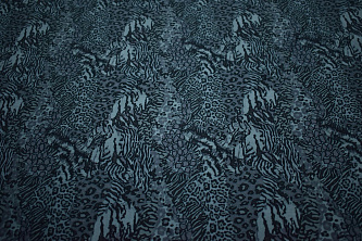 Хлопок синий черный леопард W-127938
