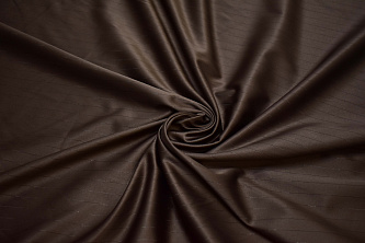 Костюмная коричневая ткань в полоску из хлопка с эластаном W-133134