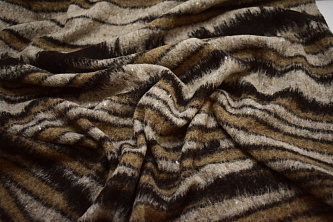 Пальтовая бежевая коричневая ткань полоска W-132486