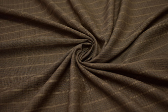 Костюмная коричневая ткань полоска W-132724