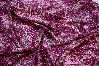 Плательная малиновая розовая ткань узор W-132499