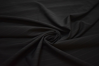 Костюмная черная ткань полоска W-132659