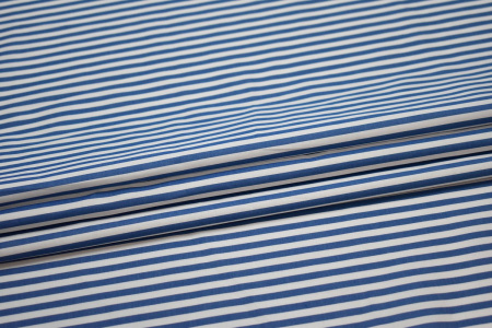Рубашечная синяя белая ткань полоска W-130972