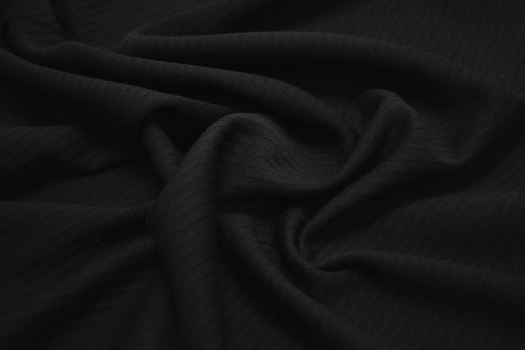 Пальтовая черная ткань W-129732