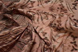 Курточная коричневая терракотовая ткань гео цветы W-133180