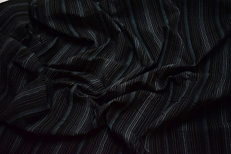 Рубашечная черная ткань полоска W-132251