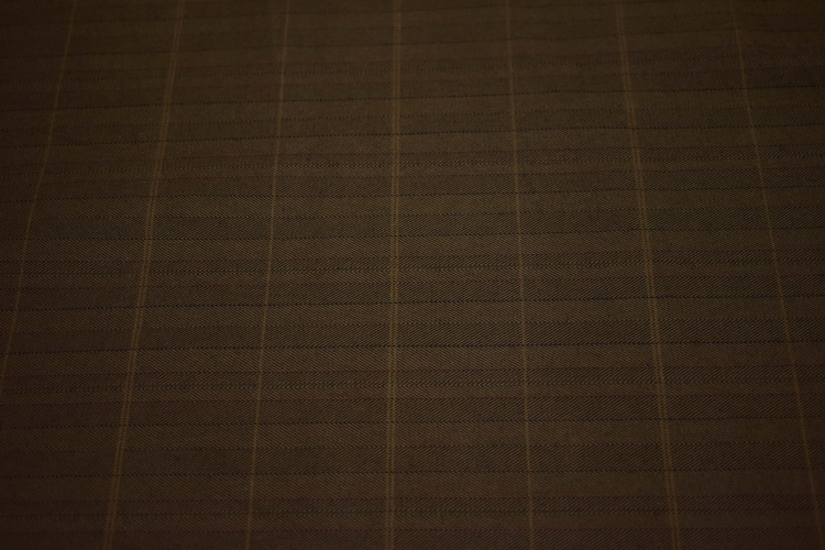 Костюмная коричневая ткань в полоску W-130915