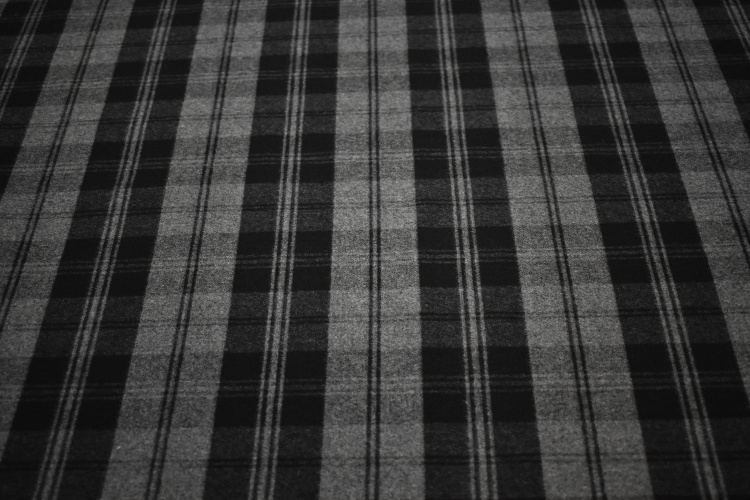Пальтовая серая черная ткань полоска W-132877