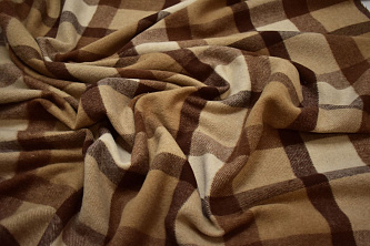 Пальтовая бежевая коричневая ткань полоска W-133179