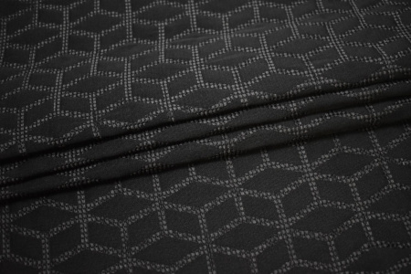 Костюмная черная ткань геометрия W-130795