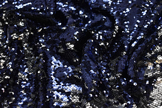 Сетка с синими и черными пайетками W-131170