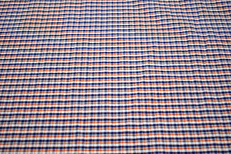 Рубашечная ткань оранжевая синяя клетка W-131782