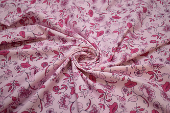 Хлопок розовый цветочный узор W-125480