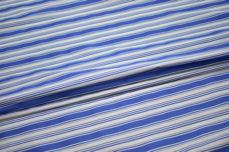 Рубашечная синяя белая ткань полоска W-132676