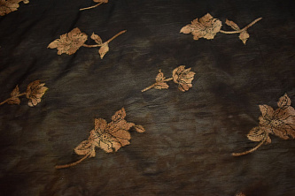 Тафта коричневая цветочный узор W-130405