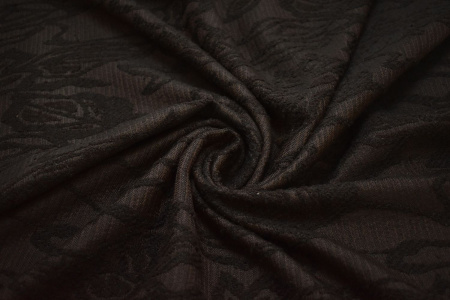 Пальтовая коричневая ткань цветы W-132484