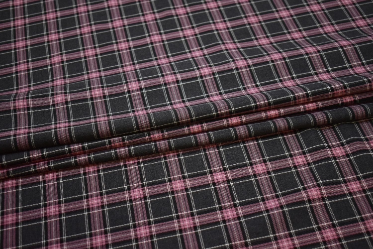 Костюмная серая розовая ткань W-132042