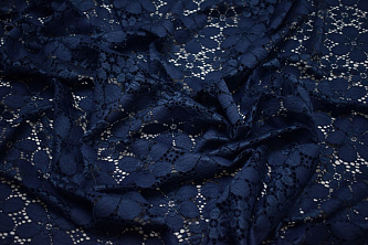 Гипюр синий цветы W-127955