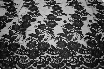 Сетка черная с вышивкой цветы W-129483