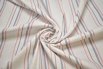 Рубашечная белая ткань полоска W-131475
