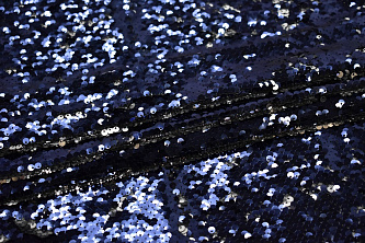Сетка с синими и черными пайетками W-131170