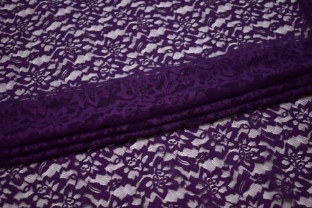 Гипюр фиолетовый цветы W-130017