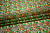 Сетка зеленая оранжевая с вышивкой узор W-132385
