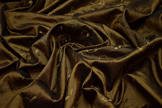 Тафта оливкового цвета вышивка цветы W-131780