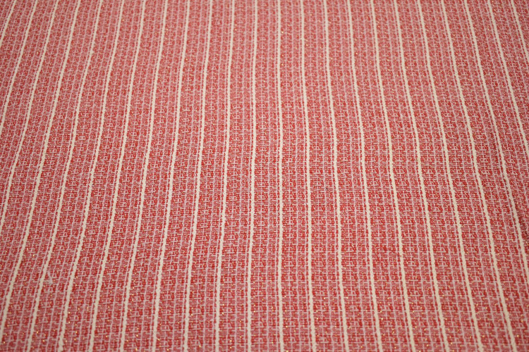 Жаккард красный белый полоска W-131890