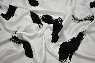 Плательная белая черная ткань абстракция W-132249