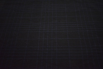 Пальтовая черная синяя ткань полоска W-132875