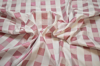 Плательная розовая белая ткань W-132118