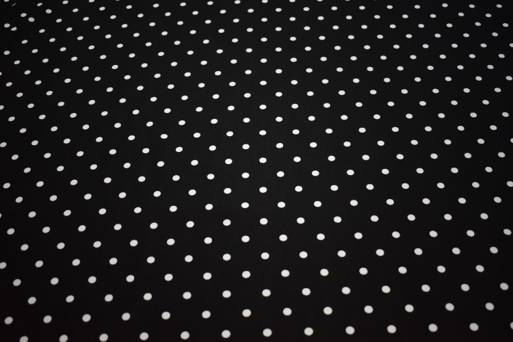 Плательная черная ткань в белый горох W-131955