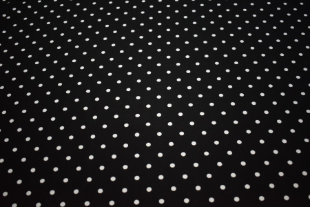Плательная черная ткань в белый горох W-131955