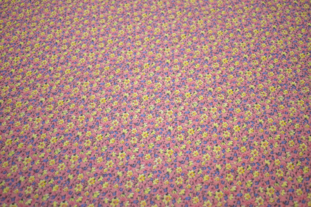 Хлопок розовый голубой цветы W-125088