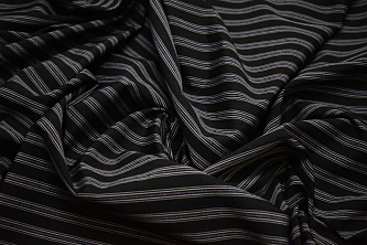 Рубашечная черная ткань полоска W-131775