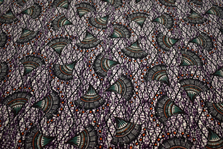 Плательная черная фиолетовая ткань геометрия W-132980