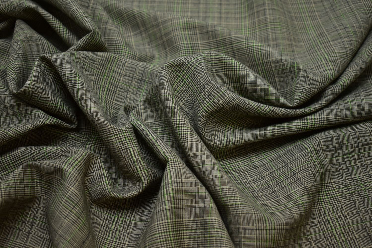 Костюмная серо-зеленая ткань W-131650