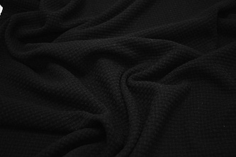Пальтовая фактурная черная ткань W-129737