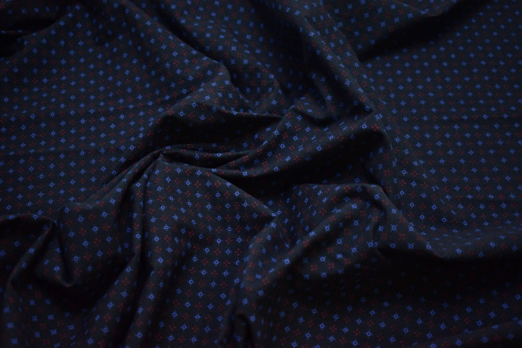 Рубашечная ткань с синим и красным узором W-132165