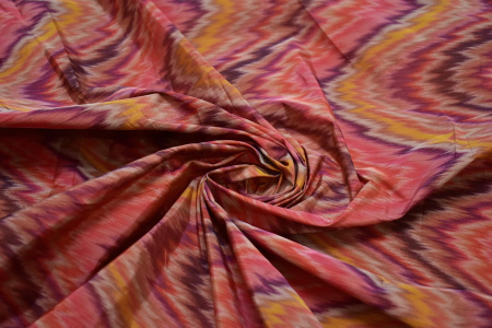 Курточная розовая желтая ткань абстракция W-132743