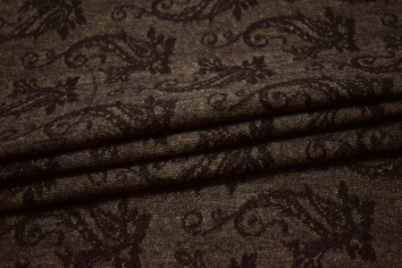 Костюмная коричневая ткань пейсли W-132595