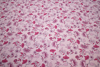 Хлопок розовый цветочный узор W-125480