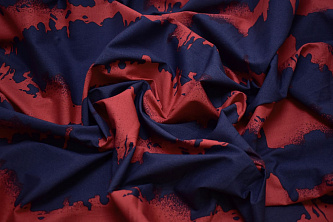 Рубашечная красная синяя ткань абстракция W-133059