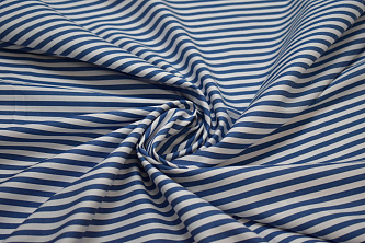 Рубашечная синяя белая ткань полоска W-130962