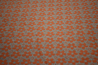 Пальтовая серая оранжевая ткань цветы W-132959